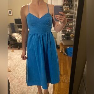 Blue fit and flare sun dress